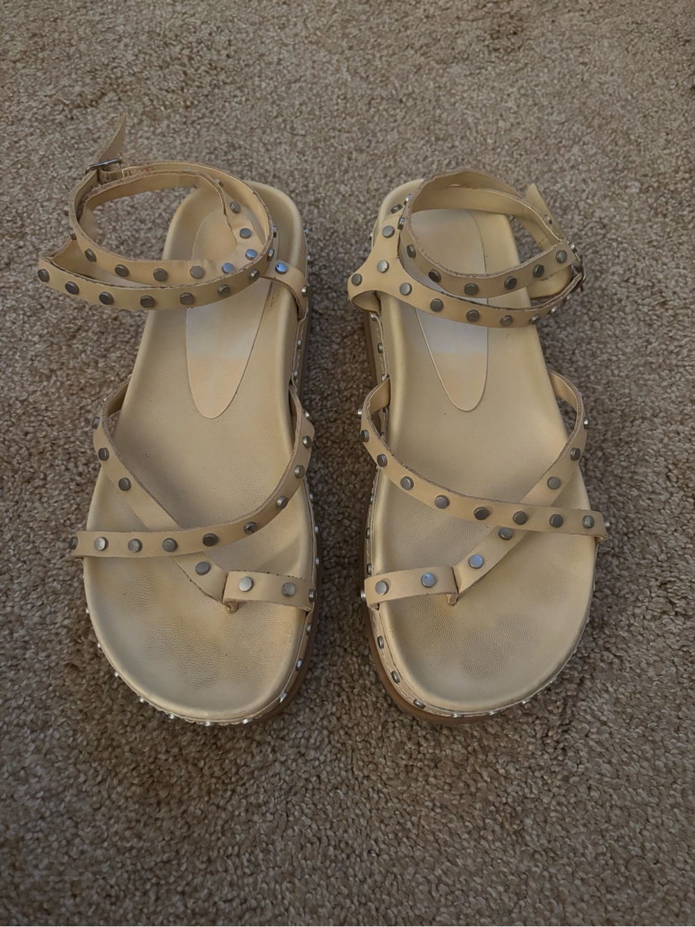 Dolce Vita Beige Studded Strappy Sandals
